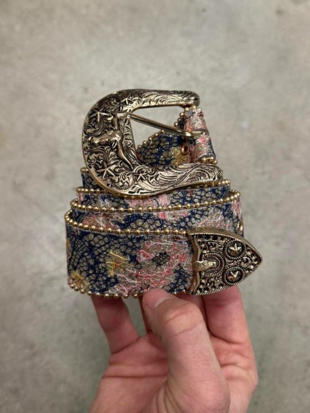 Multicolor Rhinestone Western Buckle Belt